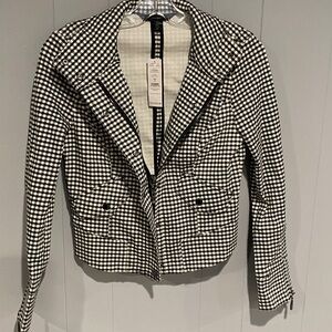 White House Black Market Black and White Printed Jacket
